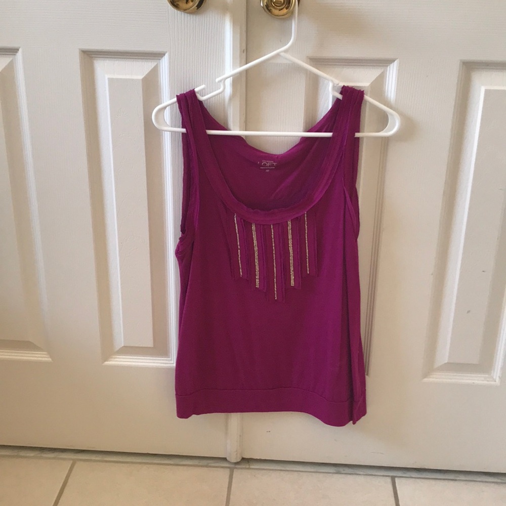 Fuchsia tank top.
